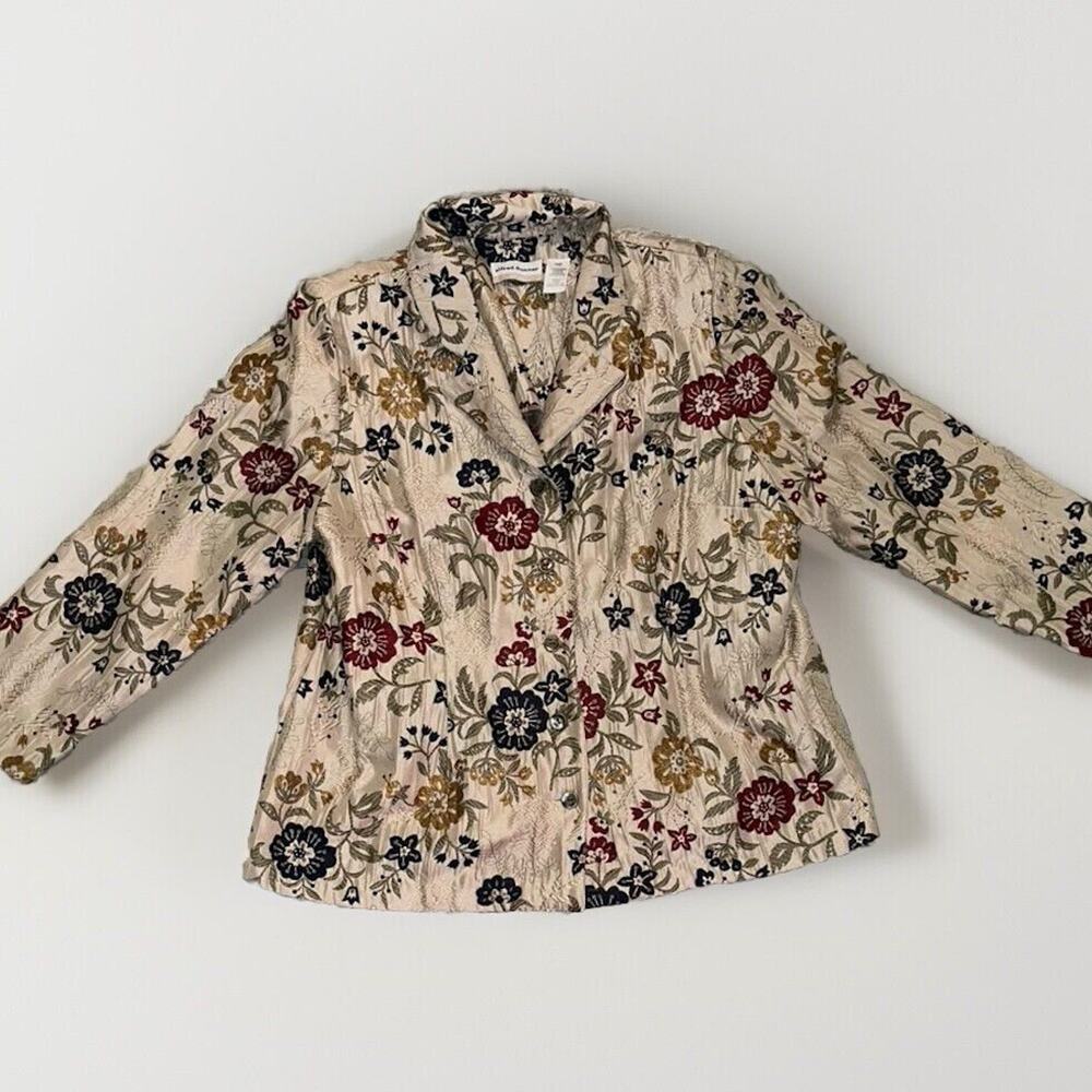 VTG Alfred Dunner Blazer Jacket Women's 18w Button Front Embroidered Floral NWT